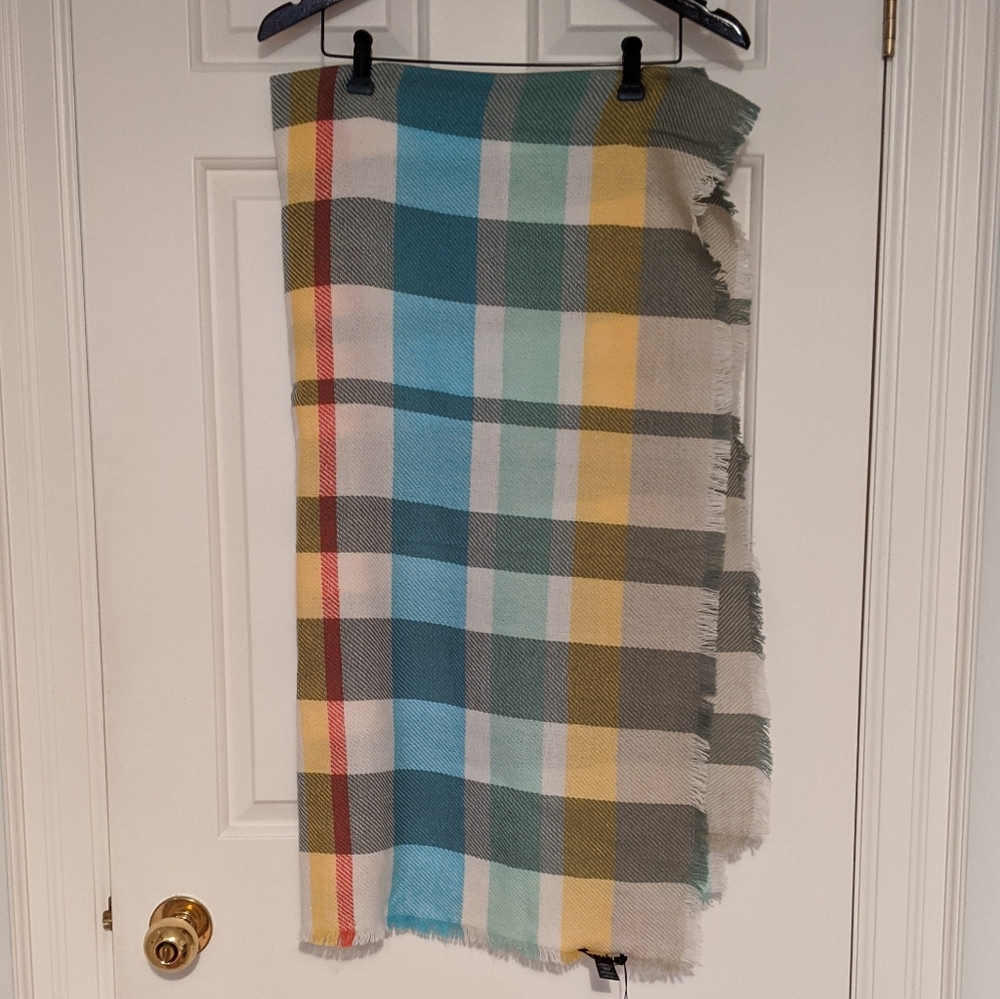 Indigo Pastel Plaid Scarf